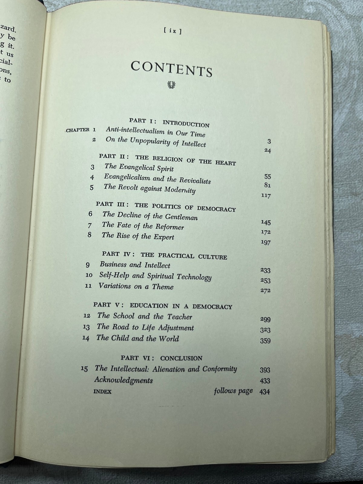 1970, Anti-intellectualism by Richard Hofstadter, Alfred A. Knopf 6th printing