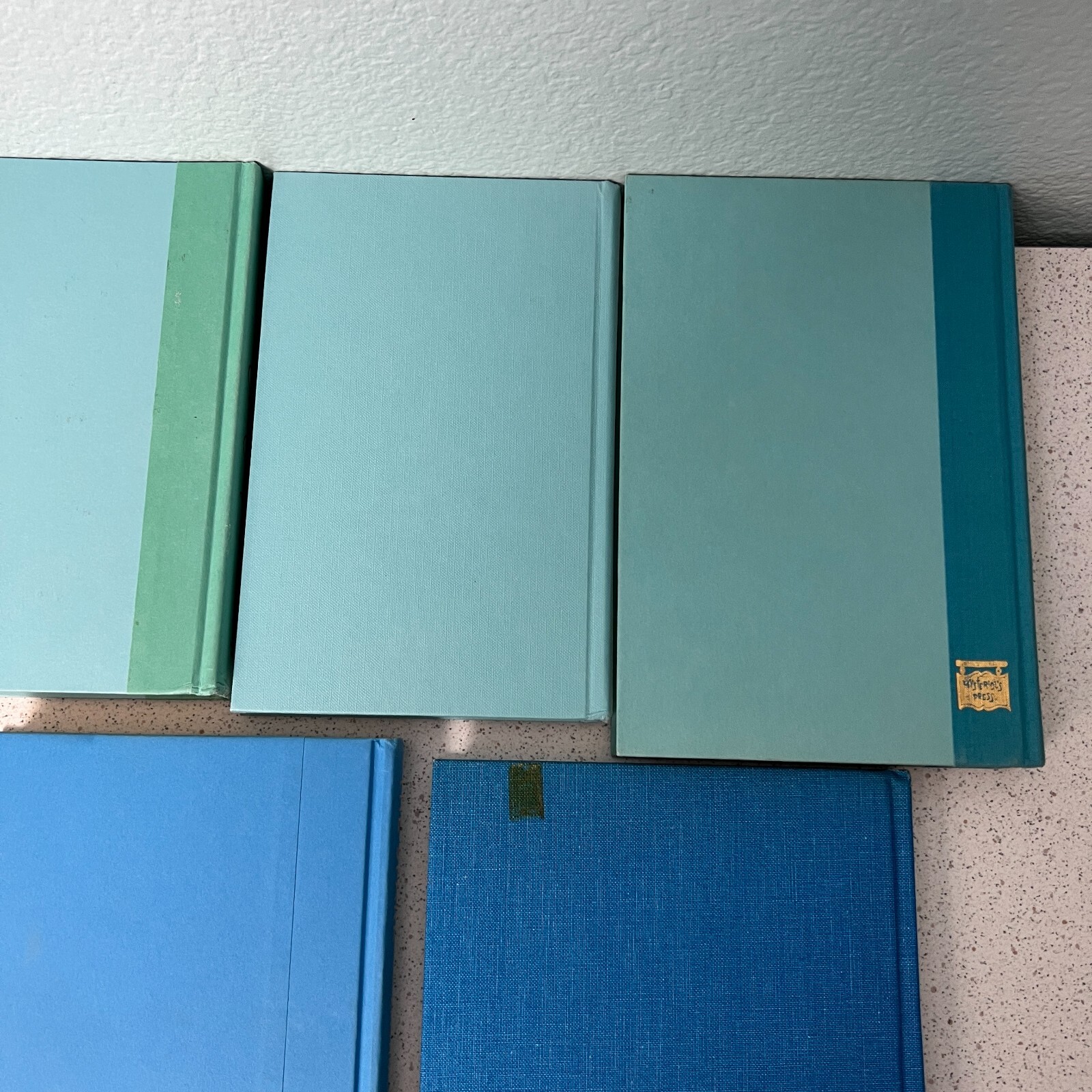 Lot of 5 Blue Aqua Shades Hardback Books Staging Decor Crafts Props Display