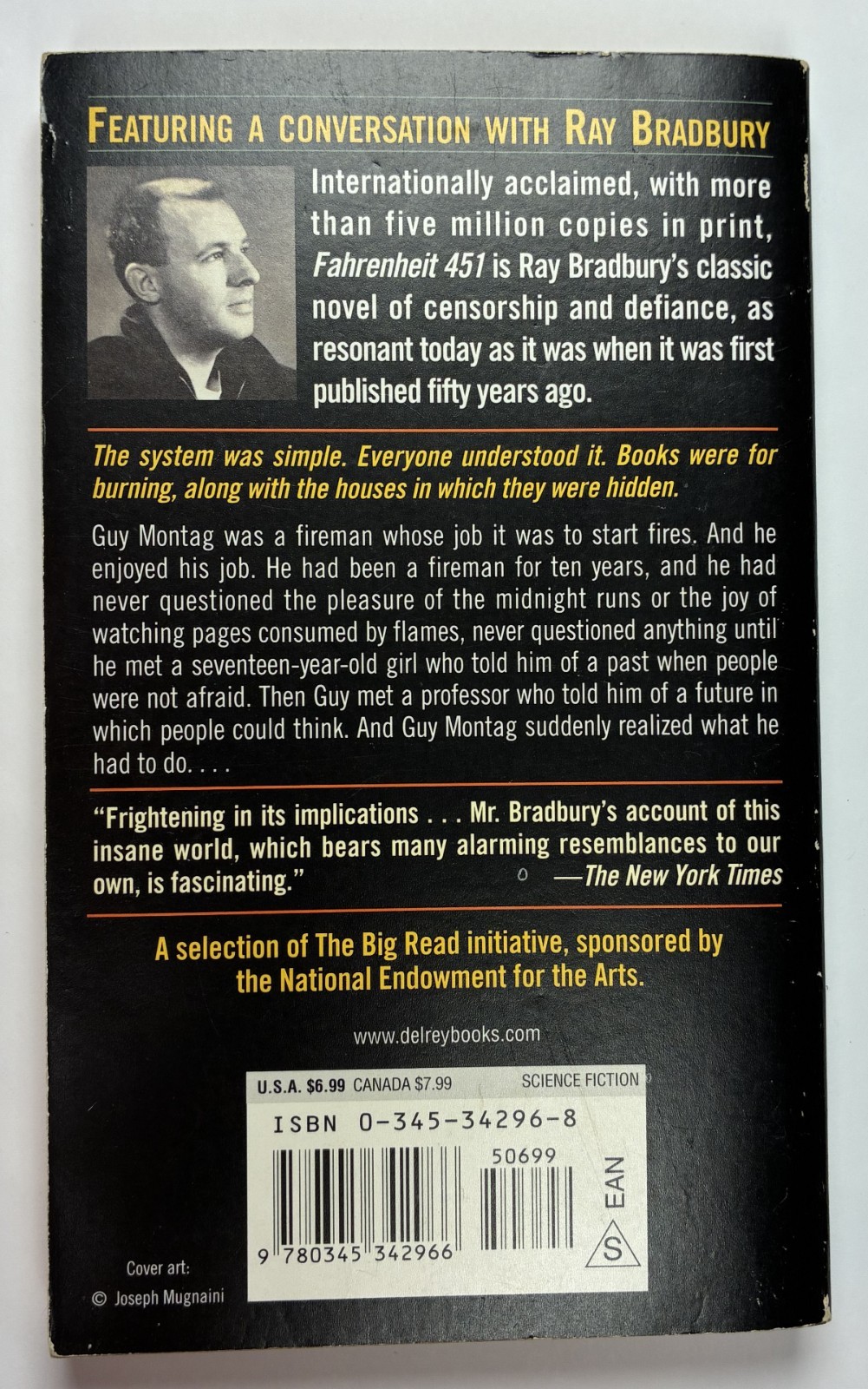 FAHRENHEIT 451. Ray Bradbury. 50th Anniversary Edition Pb. National Book Award.