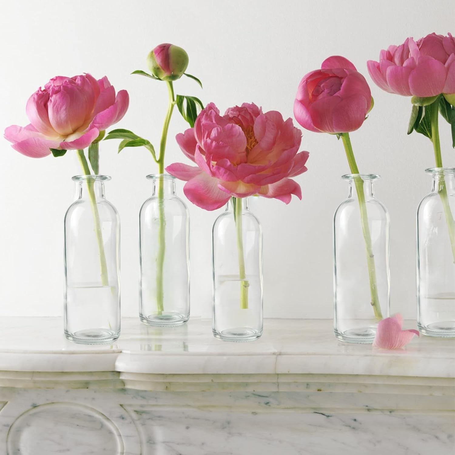 Clear Glass Bud Vase, 20 Pack 8 Oz Living Vases, Small Vases for