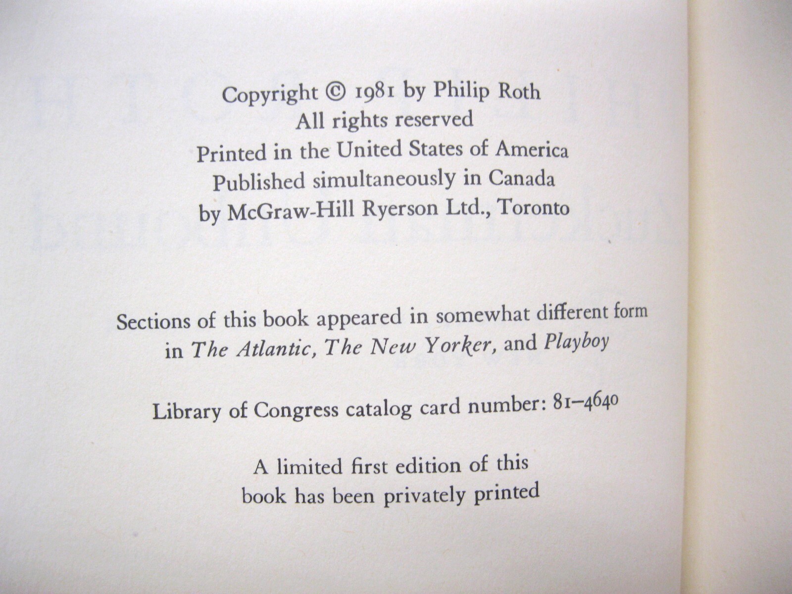 Zuckerman Unbound by Philip Roth SIGNED Limited #6 / 120 Farrar Straus 1981