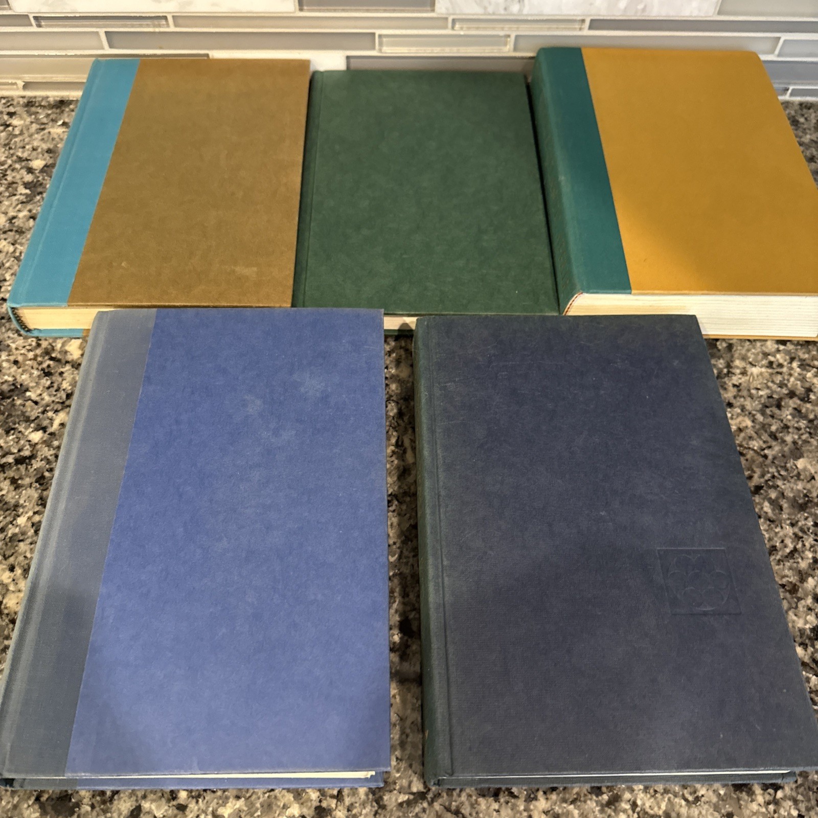 Vintage Decorative Book Lot of 5 📚 Green Aqua Spines Atlantic Affair Deco Shelf