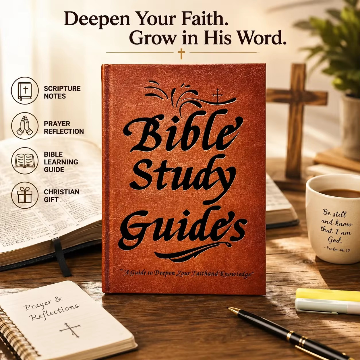 Bible Study Journal with Prayer Reflection Pages Scripture Notes Workbook