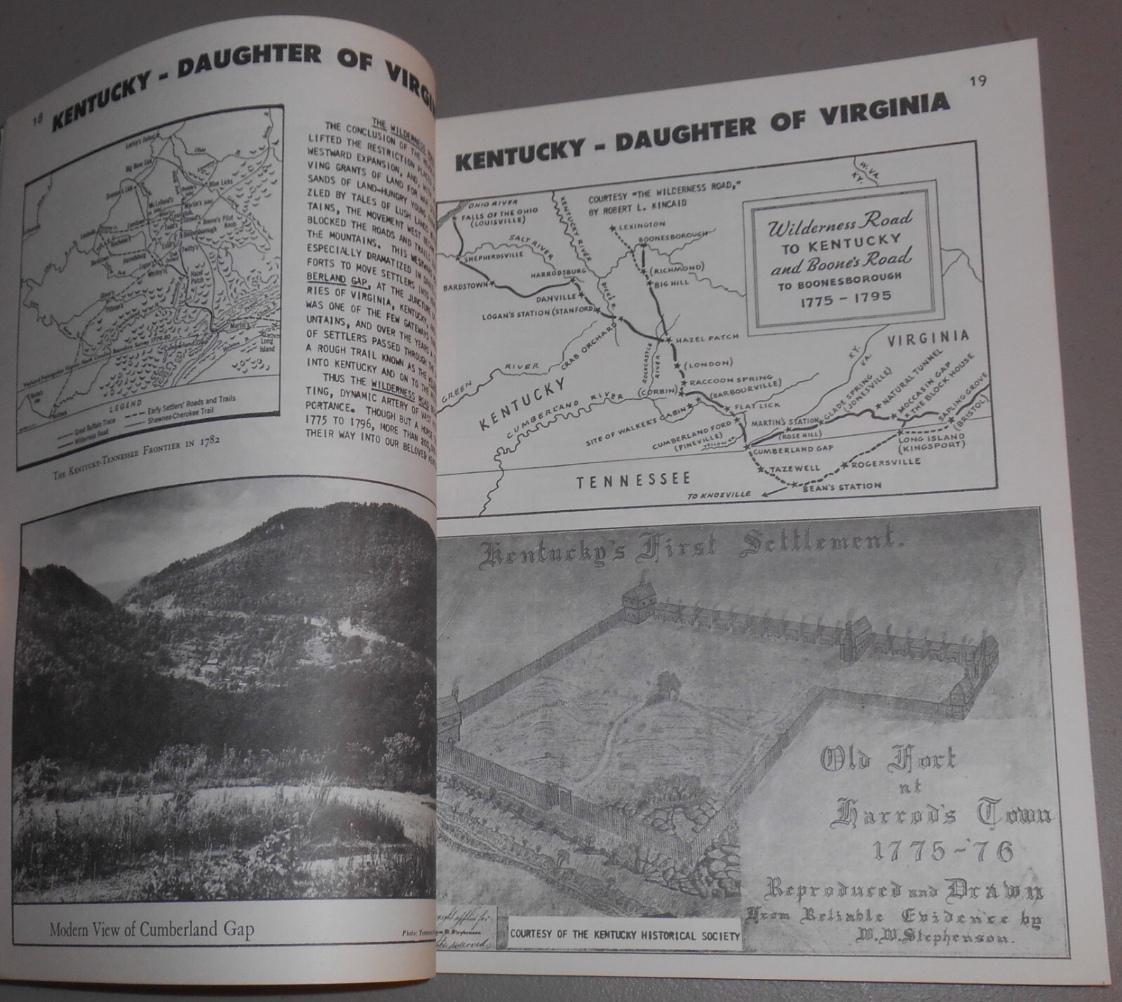 1965 AN HISTORICAL ATLAS OF KENTUCKY AND HER COUNTIES PAPERBACK 64 PAGES