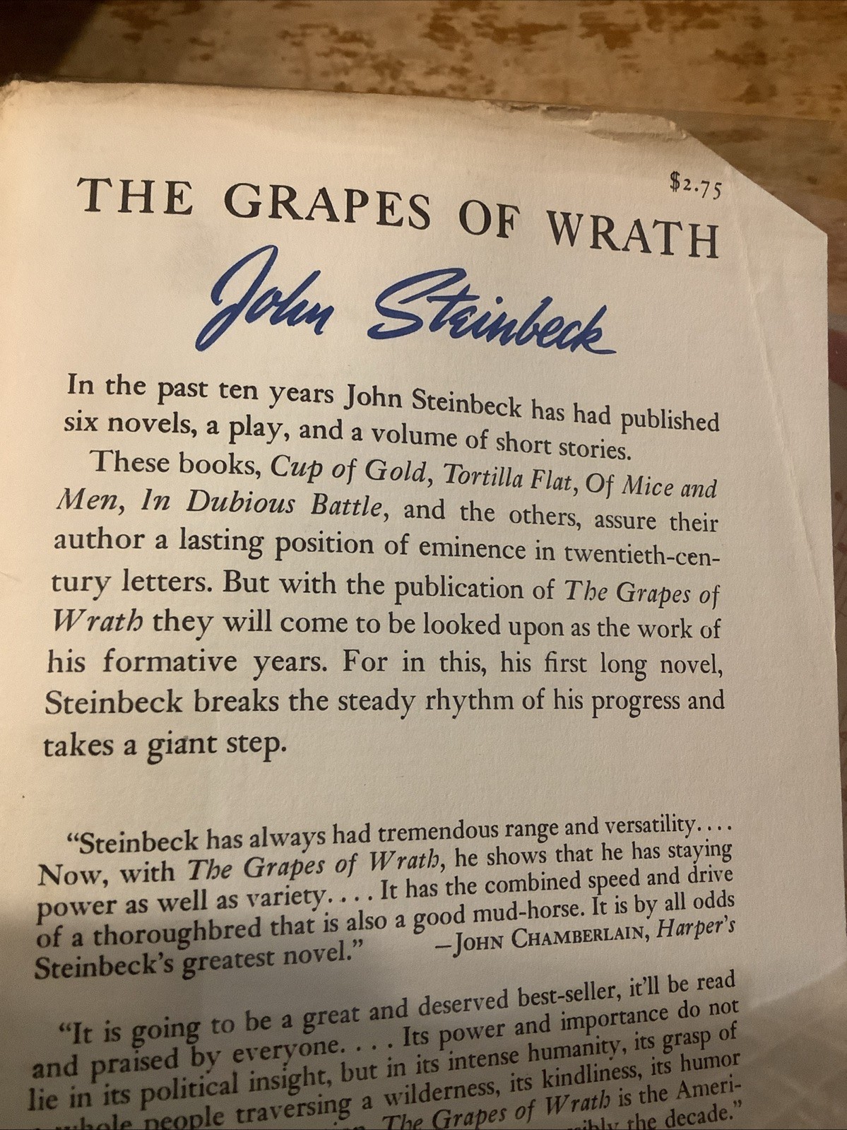 The Grapes Of Wrath John Steinbeck Hardcover Dust Jacket 11th Printing 1940