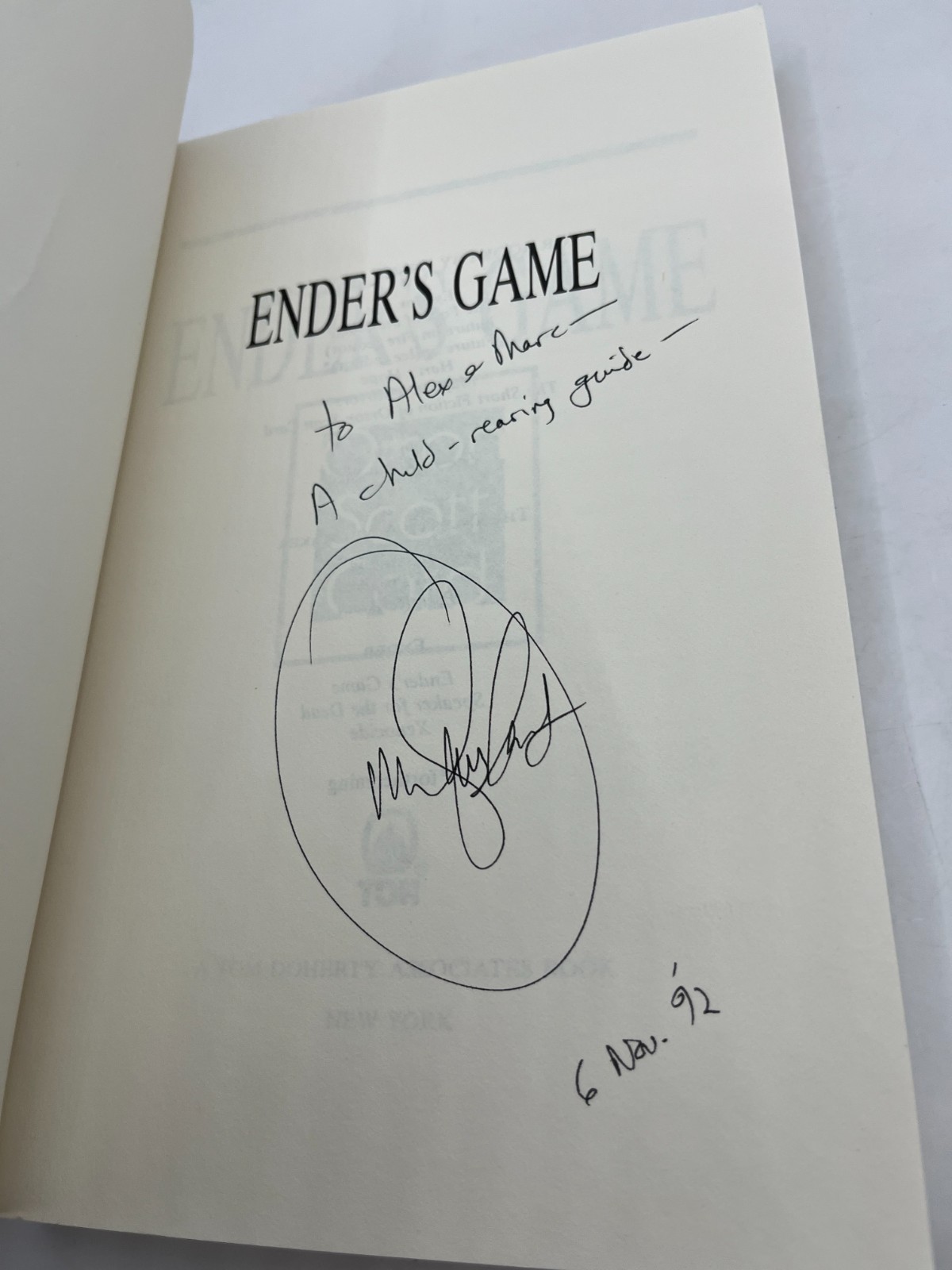 Orson Scott Card – Ender’s Game ~ SIGNED ~ 1992 ~ Author’s Definitive Ed