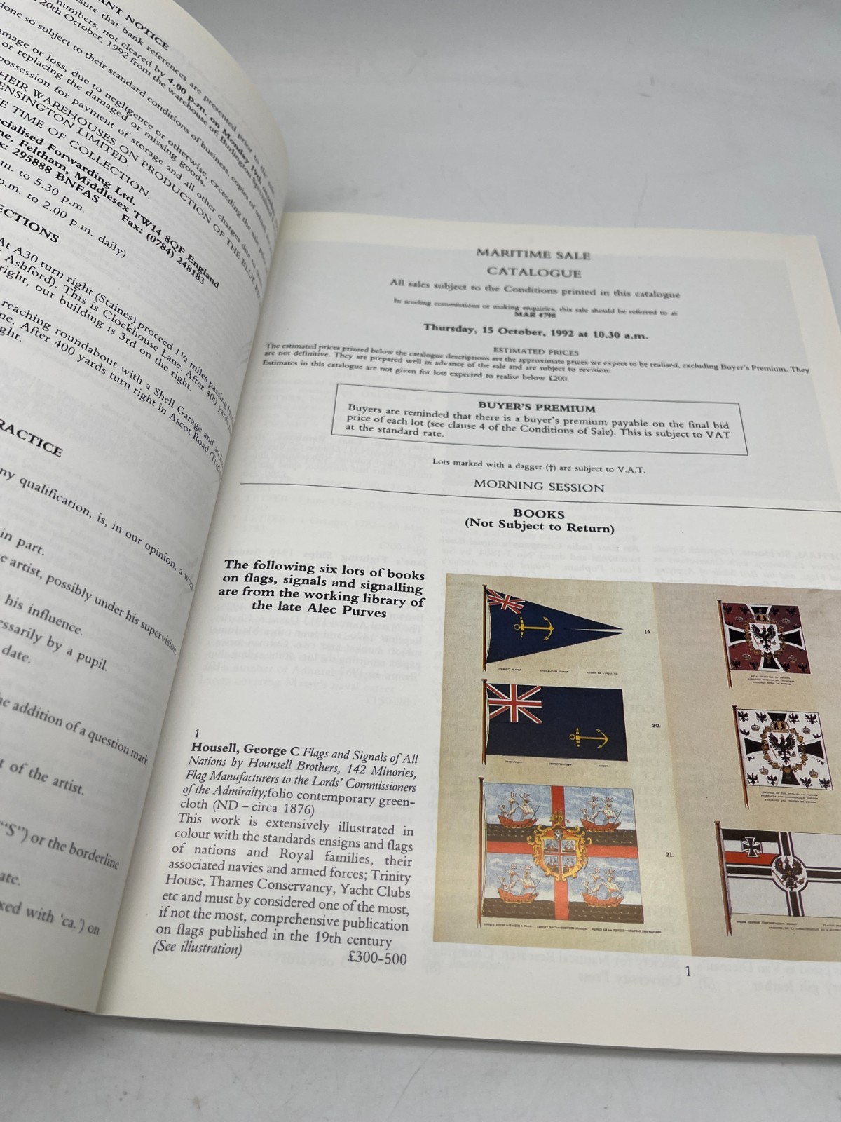 Vintage Christie’s Maritime Sale Auction Catalogue Oct 1992 Kensington London