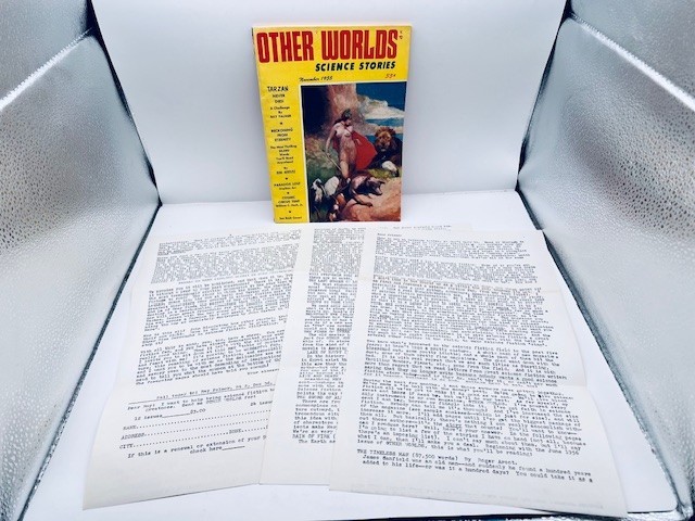 PULP: OTHER WORLDS Science Stories Palmer Nov 1955 w/RARE Subscription Letter VF