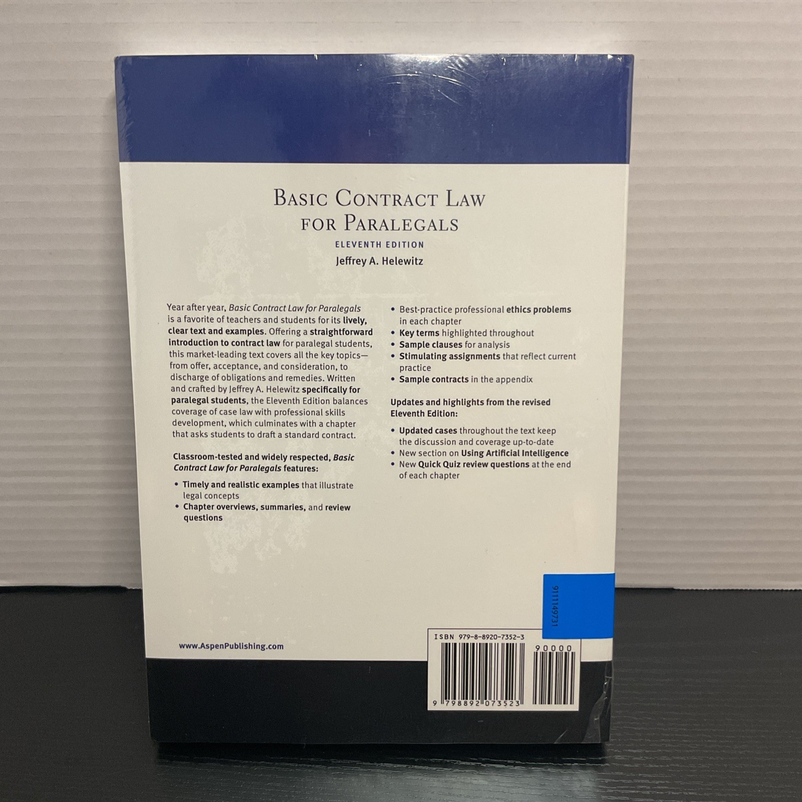 Basic Contract Law for Paralegals Eleventh Edition Jeffrey A. Helewitz Aspen new
