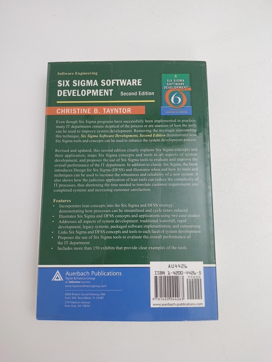 Six Sigma Software Development by Christine B. Tayntor Trade Paperback 2007