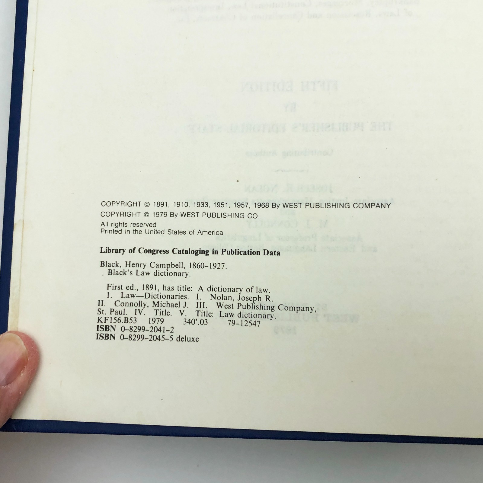Black’s Law Dictionary Fifth Edition With Pronunciations 1979 Hardcover